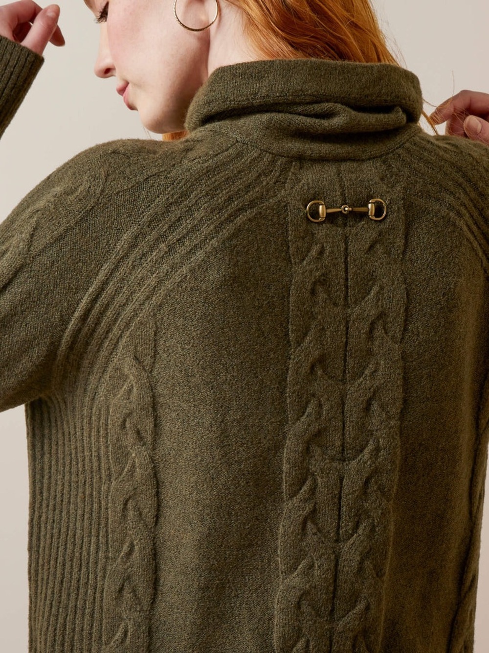 Ariat Novato Wool Blend Sweater in Olive Green Horse Bit Detail Size Small - Picture 3 of 16